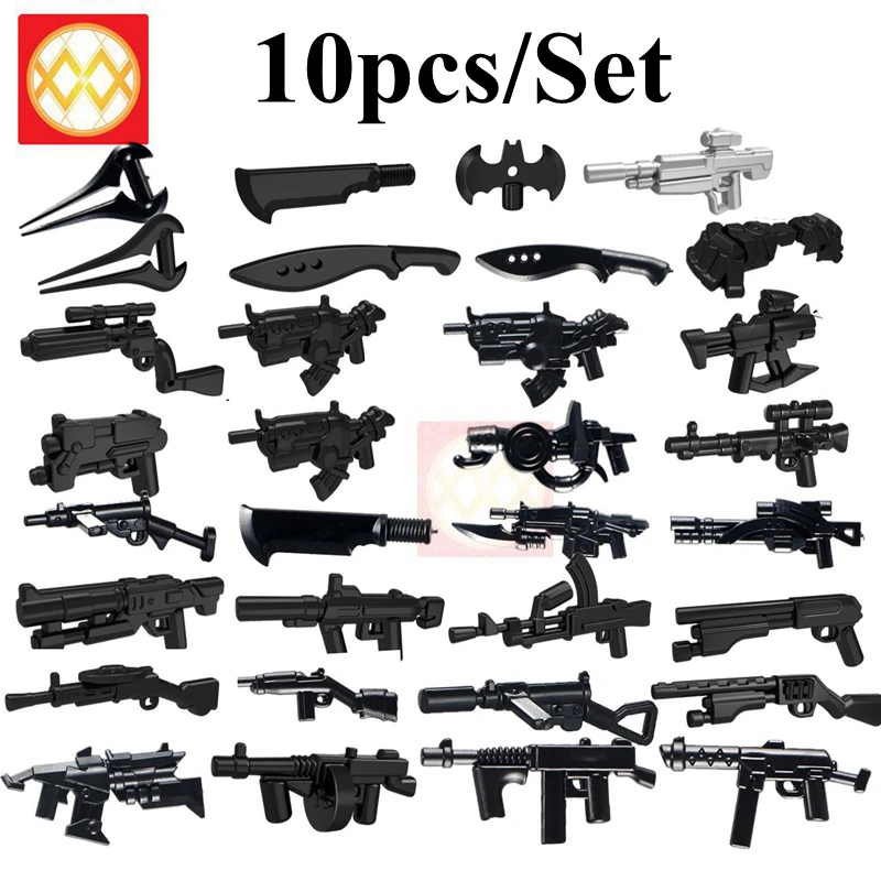 Купить 10 шт./набор Batman Dart Rifle Submachine пистолет Револьвер Военные SWAT City Police Soldier Weapon Accessories Block Детские игрушки на