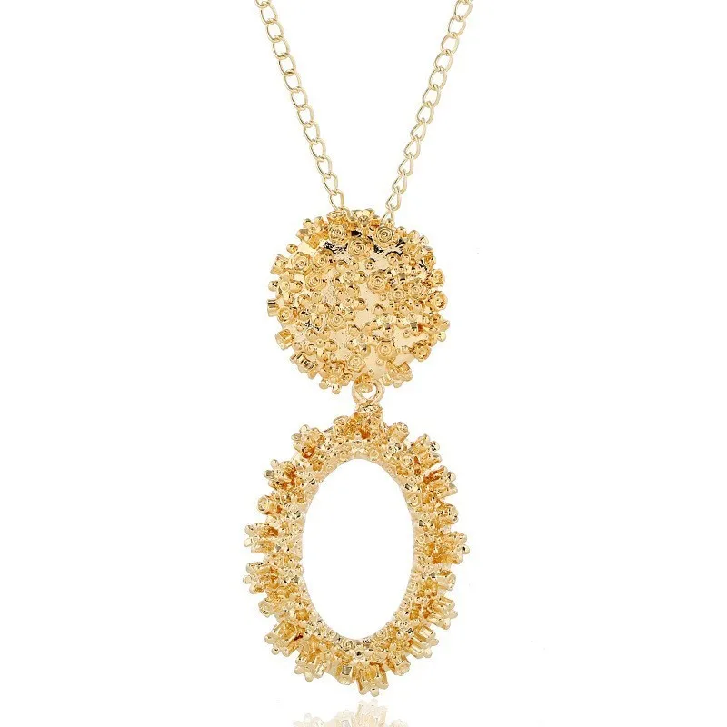 Q043gold Хит, модное простое ожерелье с подвеской в виде геометрических фигур для женщин, длинное ожерелье с металлическим сердцем золотого цвета, колье для женщин - Окраска металла: Q043gold