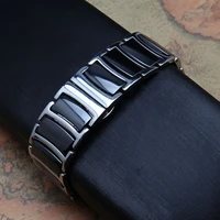 watchbands black ceramic with silver stainless steel strap 18mm 20mm 22mm bright beautiful bracelets butterfly clasp fit samsung