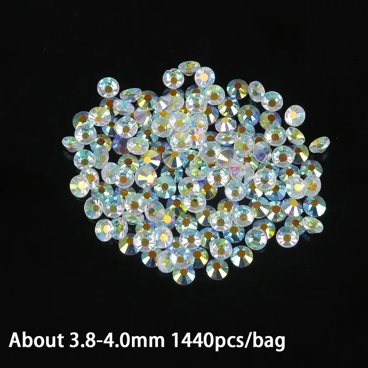 3.8-4.0mm 1440pcs 1440 шт прозрачные каменные SS3-SS30 разных размеров стеклянные прозрачные AB 3D Стразы для ногтей без горячей фиксации для рукоделия аксессуары для одежды - Цвет: 3.8-4.0mm 1440pcs