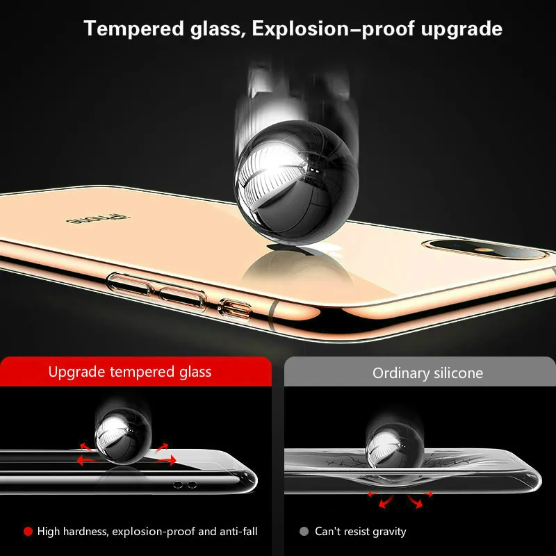Роскошный прозрачный стеклянный чехол для iPhone 13 12 11 Pro MAX XSMAX XR X XS SE20 7 8 6 6s Plus тонкий
