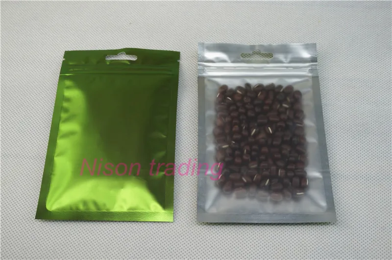 10x18 см 100 шт Цветной алюминиевый мешок ziplock ormosia-односторонний Матовый Прозрачный задний цвет майларовое покрытие на молнии уплотнение пищевого Саше