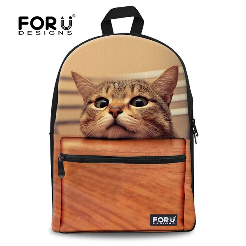FORUDESIGNS рюкзак рюкзаки для девочек подростков 2017 Милые Дети Кошка Печати Рюкзак 3D