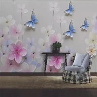 custom mural wallpaper 3d flower butterfly tv background wall