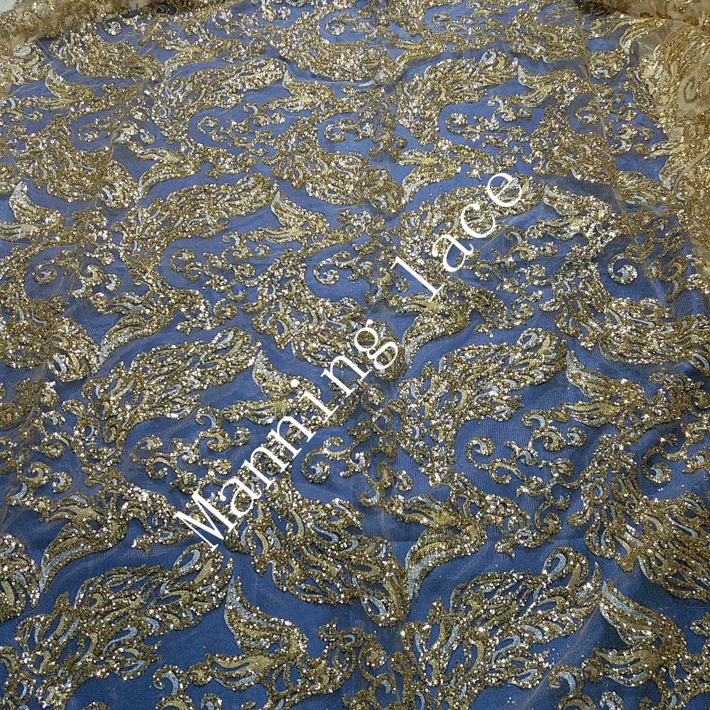 

Великолепные Свадебные платья и кружевные ткани! Французская MYFZ-1368 африканская Мерцающая кружевная ткань