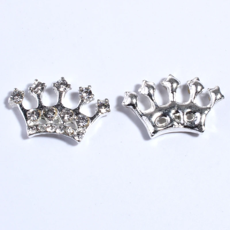10 шт. 14*23 мм модные Шикарные Серебряные хрустальные пуговицы в форме короны для