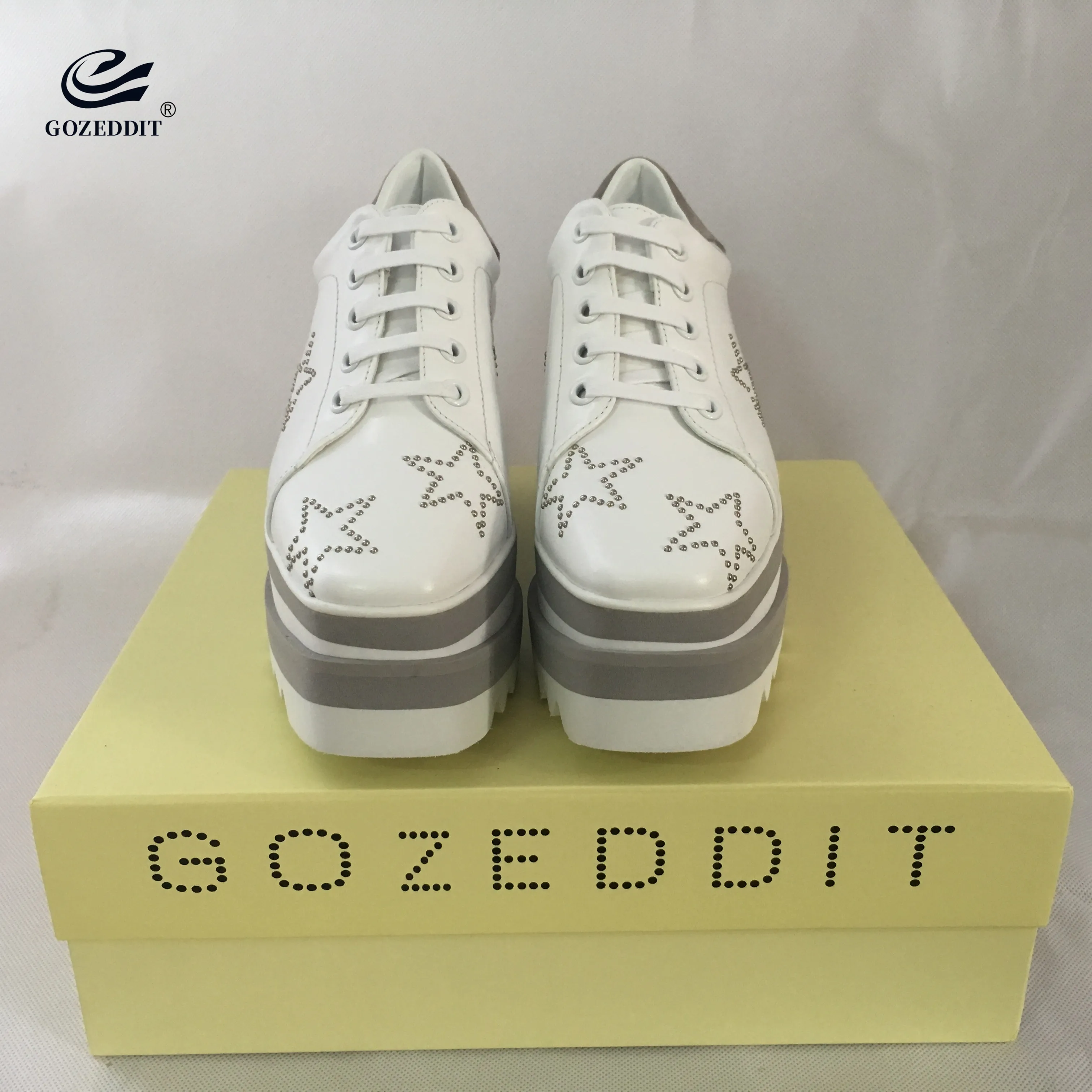 GOZEDDIT/модные женские туфли на танкетке со стразами и звездами оксфорды