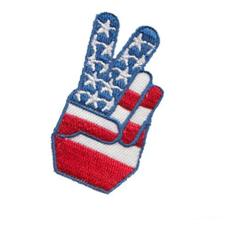 Сша американский OK жест победа пальца вышитые нашивки одежда мультфильм