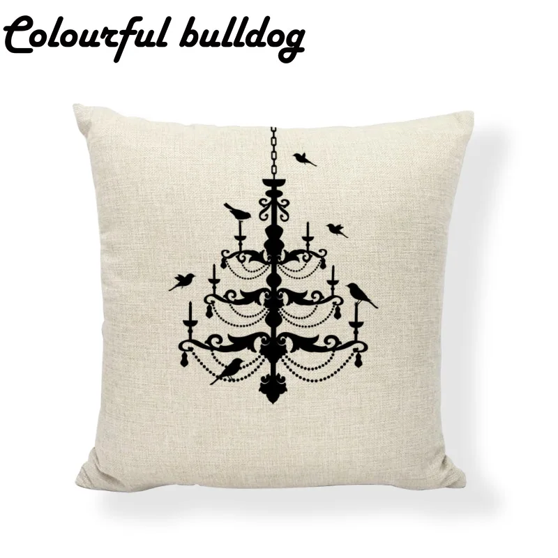 Наволочка черная бежевая и серая 17 дюймов квадратная светильник|cushion cover|cushion cover