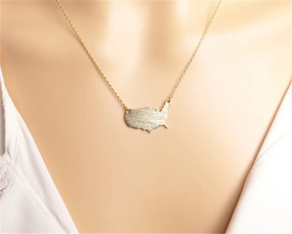 30 шт. маленькие контуры карта США ожерелье Карта геометрической формы страна