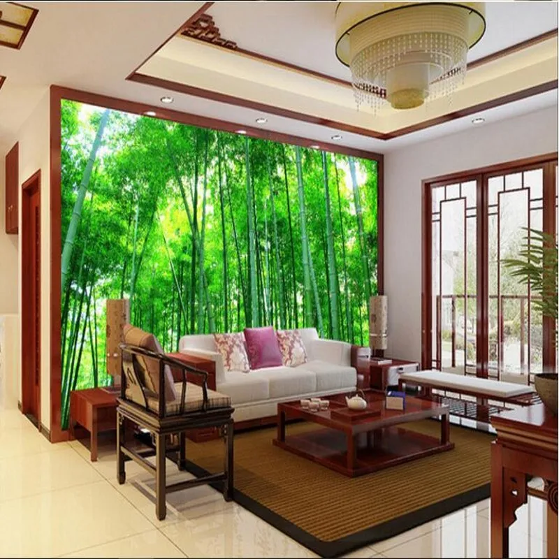 beibehang Custom large fresco bamboo forest 3D landscape background wall murals nonwovens super green wallpaper papel de parede |