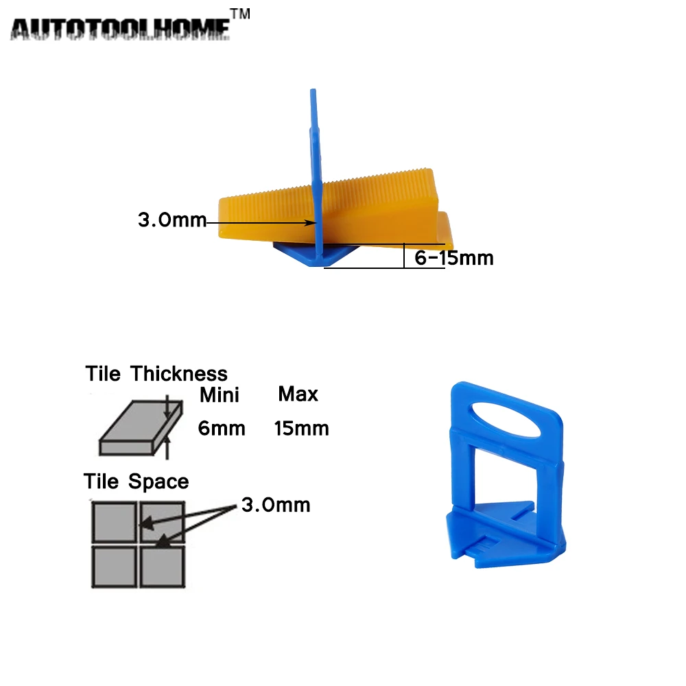 AUTOTOOLHOME 100 шт. пластиковые зажимы для плитки разделители выравнивания