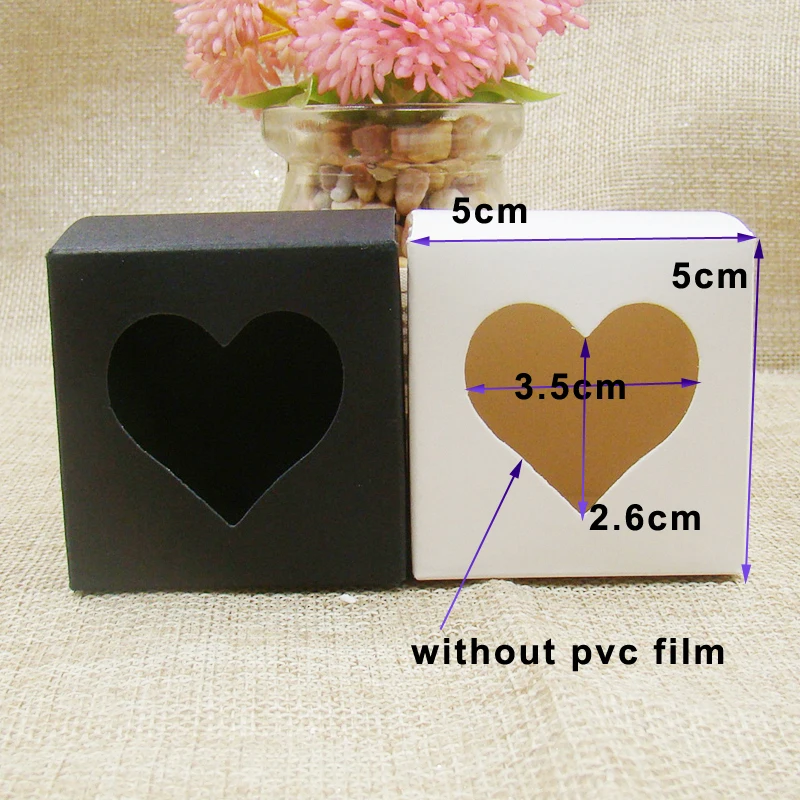 2017 новое 5*5*5 см белое/черное окно в форме сердца коробки для кексов новый стиль