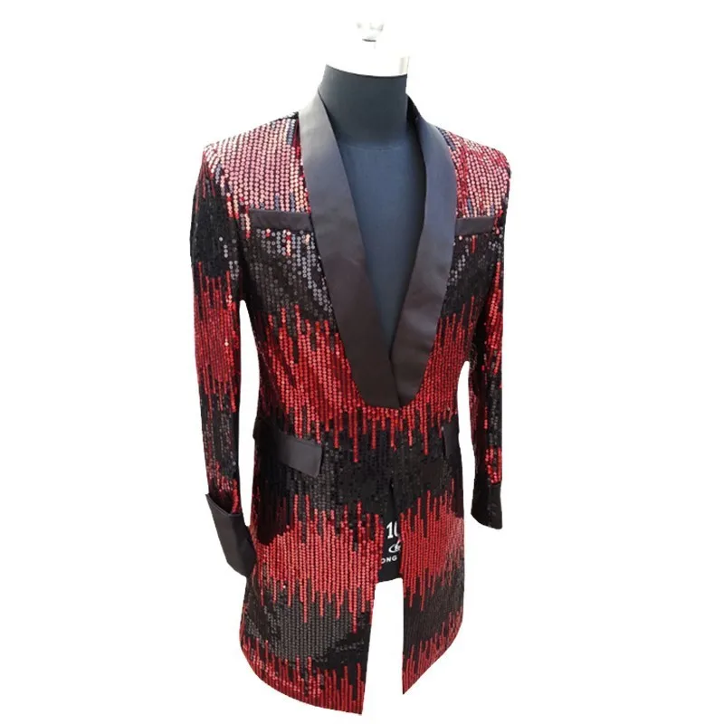 Длинная мужская куртка с градиентными блестками яркий блейзер для мужчин