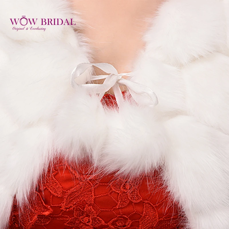 Wowbridal 2021 изящная Свадебная куртка с искусственным мехом принтом шнуровка шаль