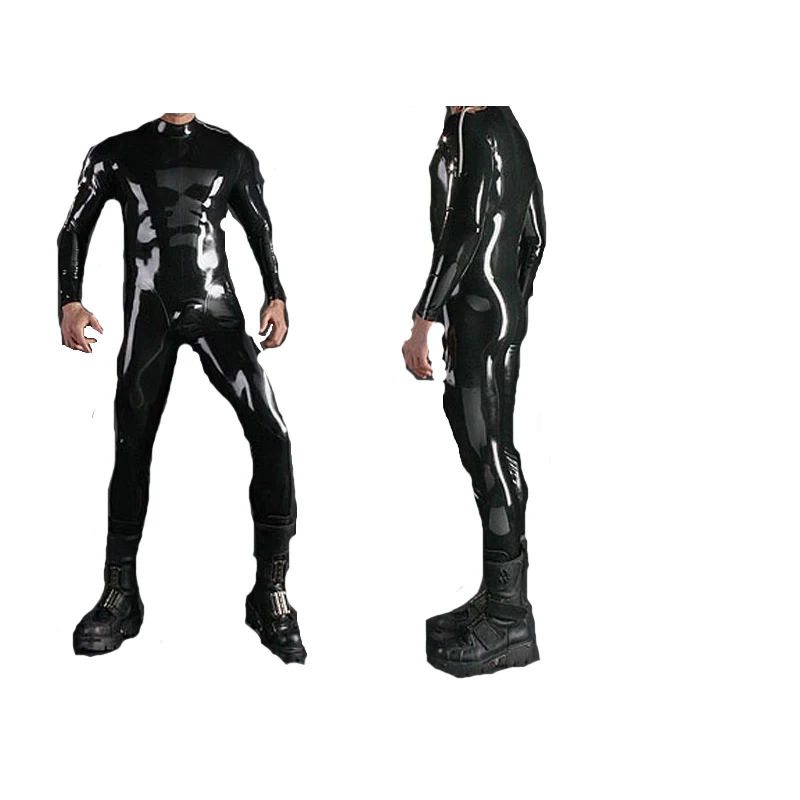 

Latex Rubber Men Catsuit Feet Full-body Bodysuit Tights Shoulder zipper Size XXS~XXL