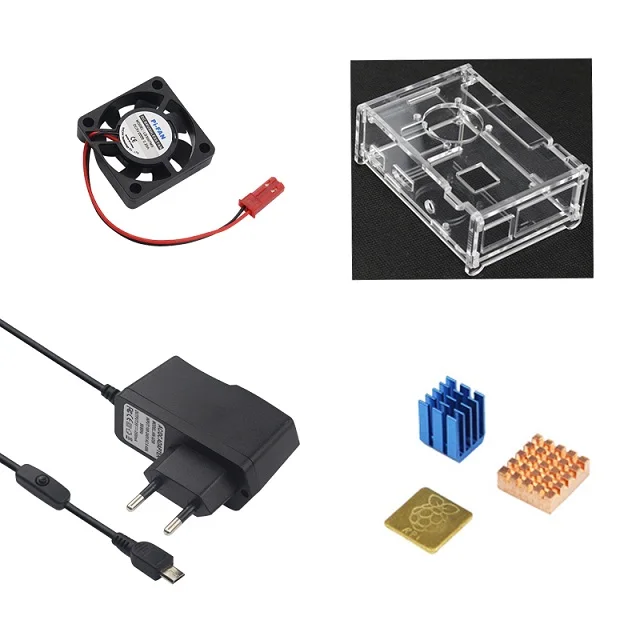 Зеленый Raspberry Pi 3 model b плюс интимные аксессуары комплект Акриловый чехол+ процессор вентилятор 5 в 2.5A адаптеры питания теплоотвод для Raspberry Pi 3B+/3 - Цвет: Зеленый