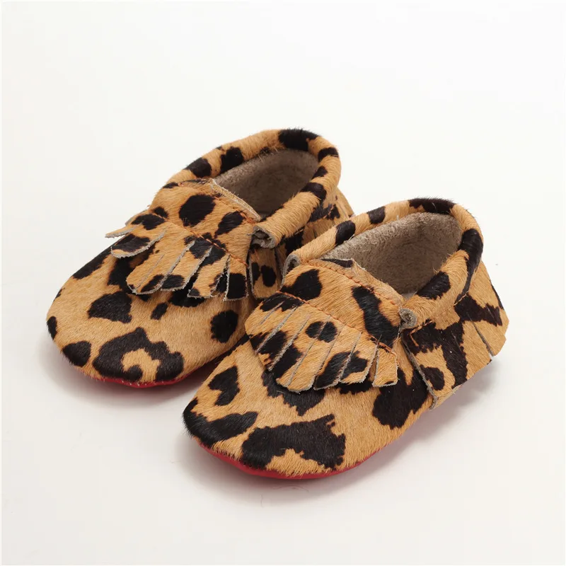 Детские мокасины из натуральной кожи с леопардовым принтом | Первая обувь