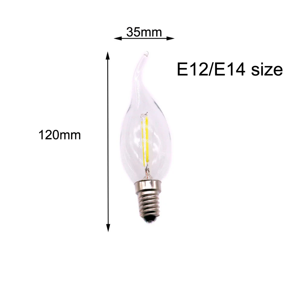 E12 E14 E27 УДАРА СВЕТОДИОДНЫЙ стеклянные лампы свечи 2 W/4 W/6 W C35 теплый/холодный белый