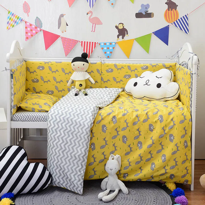 Muslinlife новый модный бампер для детской кроватки с желтой лисой хлопковые защитные