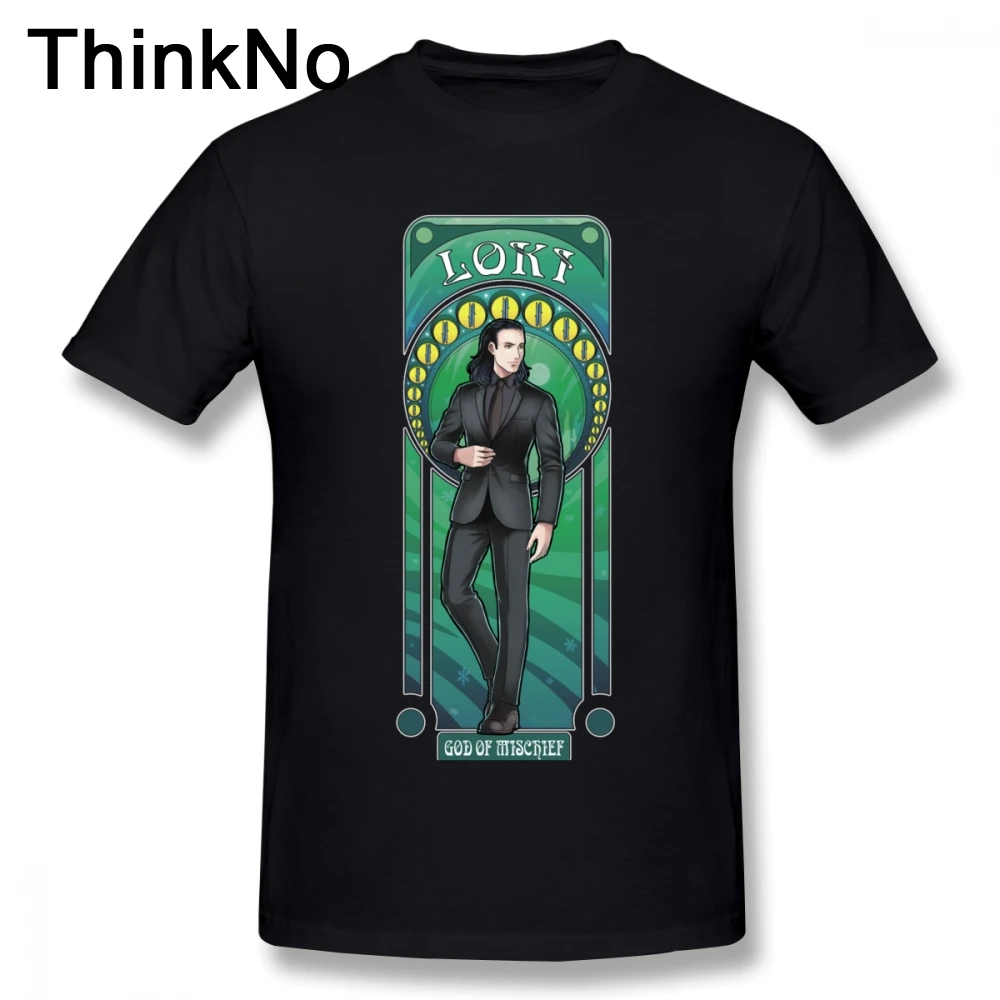 Мужская черная футболка с круглым вырезом Loki модная красивая короткими