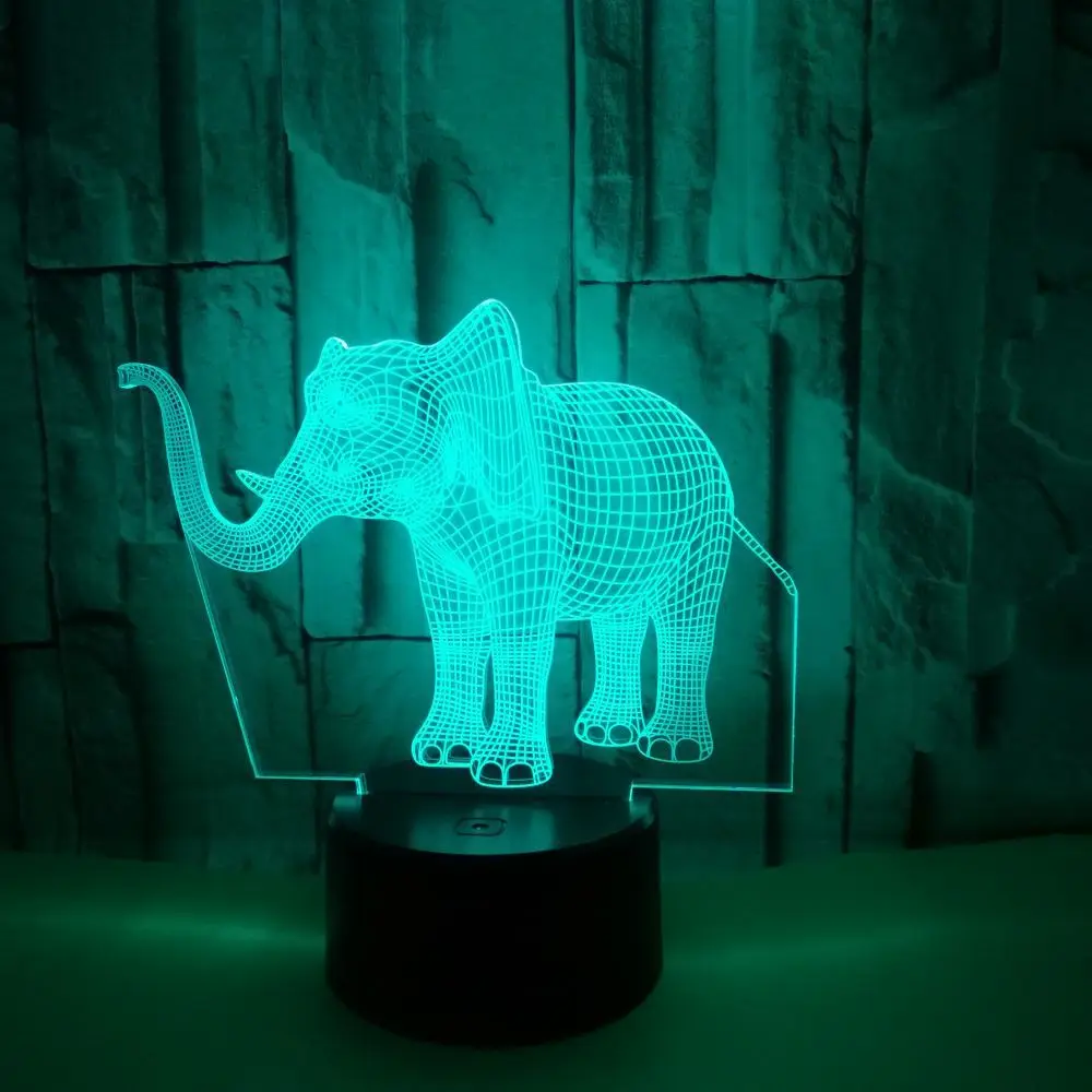 3d иллюзия в виде слона 7 цветов сенсорный выключатель светодиодный ночник USB