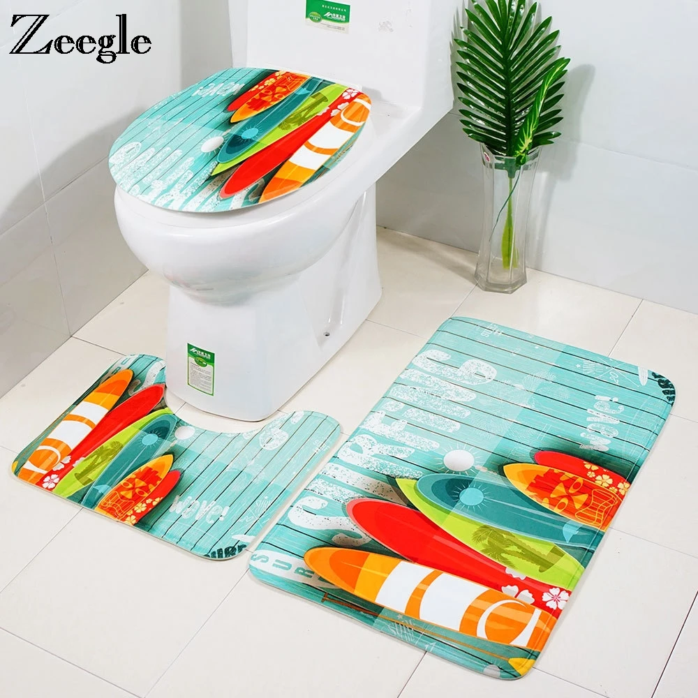Zeegle коврик для ванной комнаты нескользящий набор крышек унитаза душевой