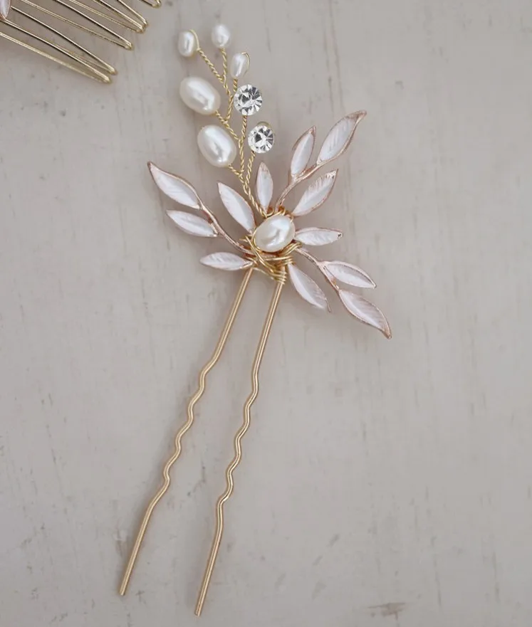 Jonnafe Boho расческа для волос с золотыми листьями Свадебная повязка аксессуары для волос с пресноводным жемчугом женские украшения для волос