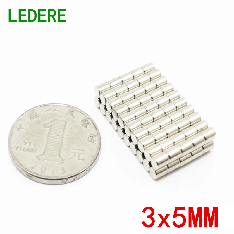 Сильный Круглый диск LEDERE 3 Х5 мм 100 шт. 3X5 Nd Fe B неодимовый магнит новое