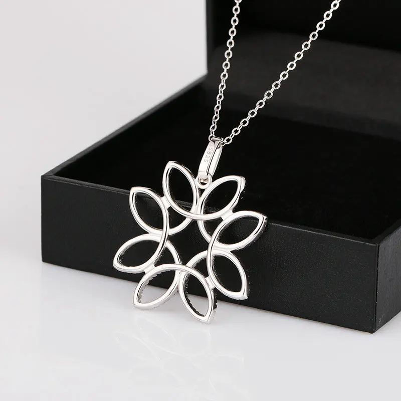 СОФАИН Холлоу восемь лепестков цветочный подвесной ожерелье для женщин с ЦЗ имеет 925 Модное свитерное колье Бижутерия для вечеринок.