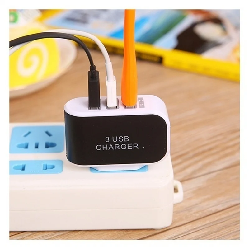 Светодиодное освещение 3 портов тройной USB 5V 3.1A дорожная штепсельная вилка