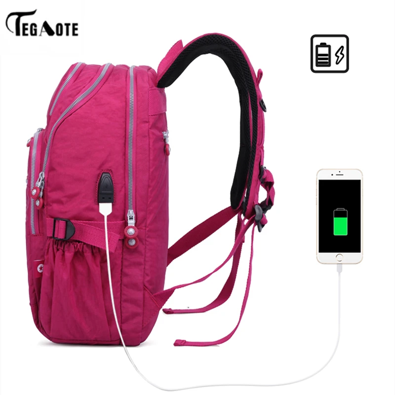 

TEGAOTE New Design Women Casual Original Bolsa School Backpack for Teenage Girls Mochila Escolar With Monkey Keychain