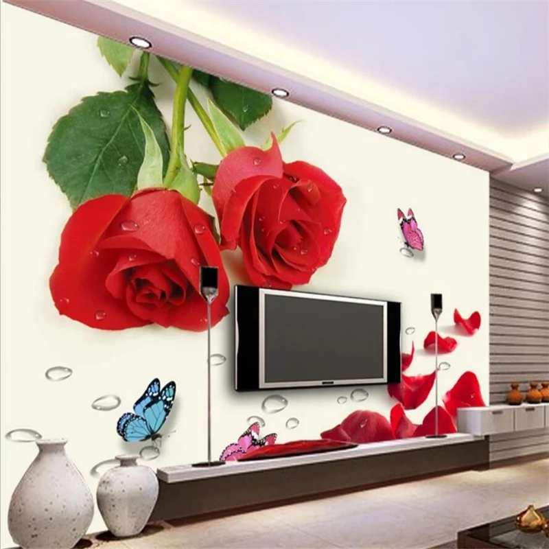 Настенная бумага для гостиной спальни на заказ мечта красная роза цветок роспись