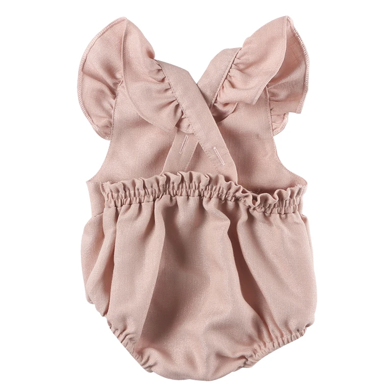 Детский комбинезон Kaiya Angel однотонный из 100% хлопка с рукавами крылышками и бантом