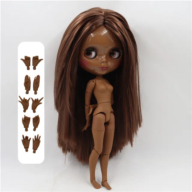 super black skin Ледяные дни Фортуны завод blyth кукла супер черная кожа тон темная кожа короткие красные волосы тело 1/6 30 см BL1248 - Цвет: super black skin