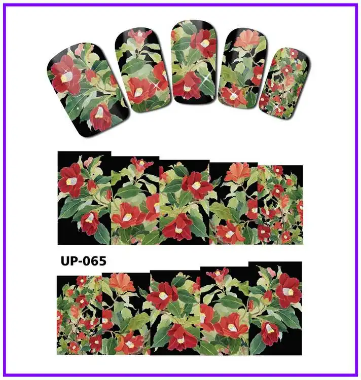 UPRETTEGO NAIL ART Красота татуировки переводная наклейка слайдер Вода Цвет Живопись мускус Роза перивинкл Роза Шарона UP061-066