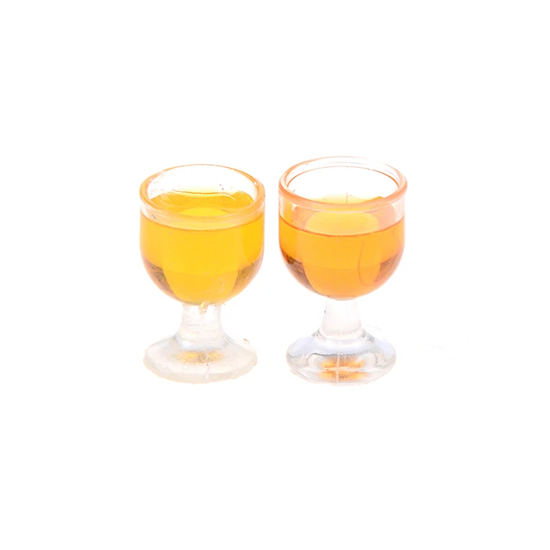 2PCS Новая модель Стакана Для лимонной воды, соковыжималка для вина, пива, бутылки для молока, аксессуары для миниатюрного кукольного домика, кухонные игрушки - Цвет: 2PCS