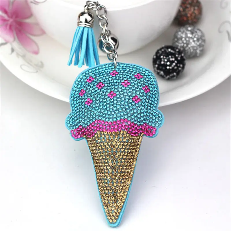 Новый брелок с подвеской в виде мороженого стразы для сумки кристаллами