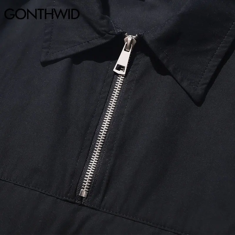 Мужская Уличная рубашка GONTHWID Повседневная с коротким рукавом и передним