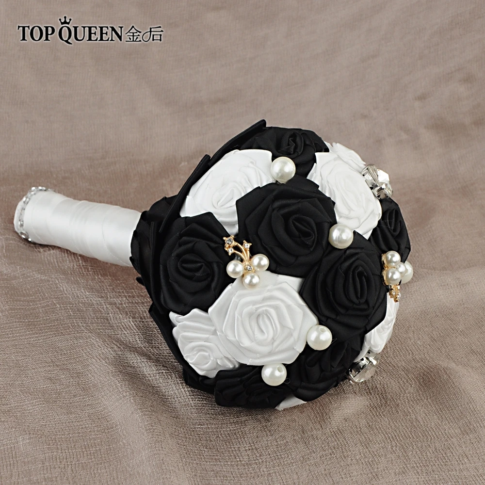 TOPQUEEN F6-BK букет для свадьбы шелковый букет невесты Свадебный букет каскадные бусины для букет невесты белый цветок