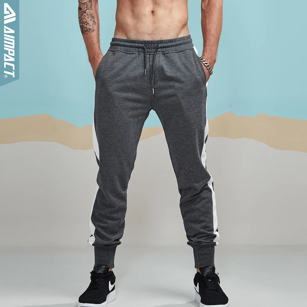 Aimpact Новинка 2017 года Jogger Брюки для девочек Для мужчин хлопок полосатый лоскутное