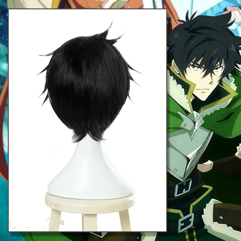 Парик для косплея из The Rising of the Shield Hero Naofumi Iwatani короткие черные волосы головной