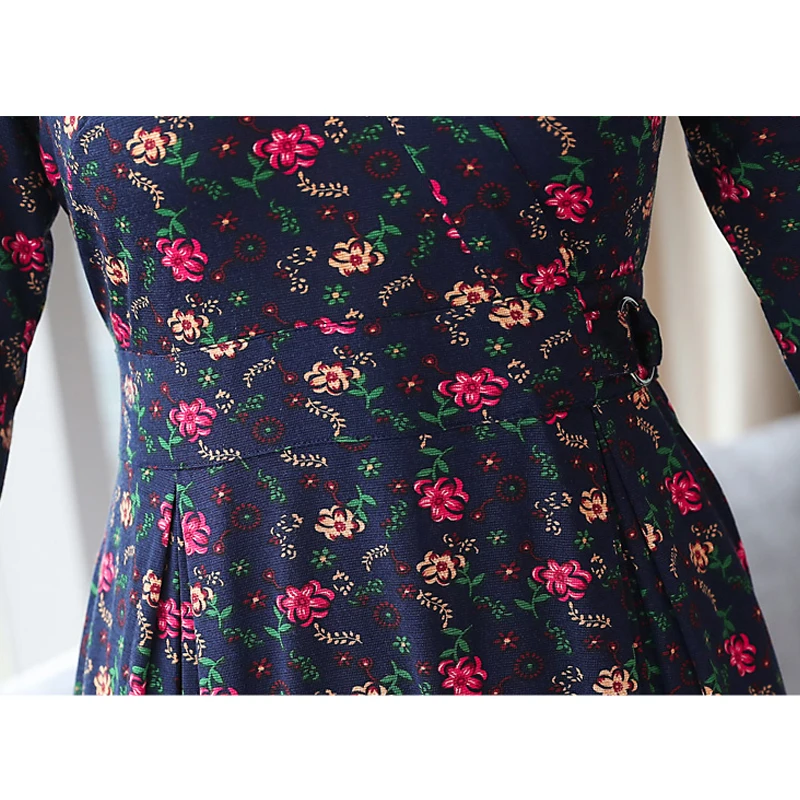 

Women Dress Floral Spring Summer Vintage Print Dresses 2019 Elegant V-neck Sexy Loose Long Party Dress For Female Vestidos L138