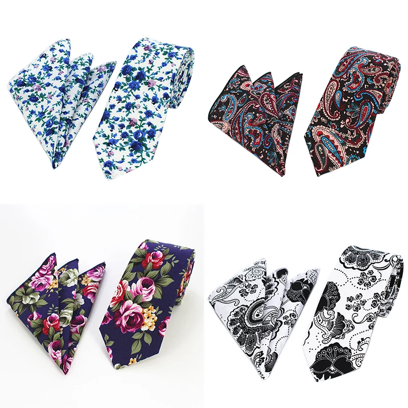 Мужской фиолетовый галстук RBOCOTT тонкий хлопковый и платок 6 см аксессуар для