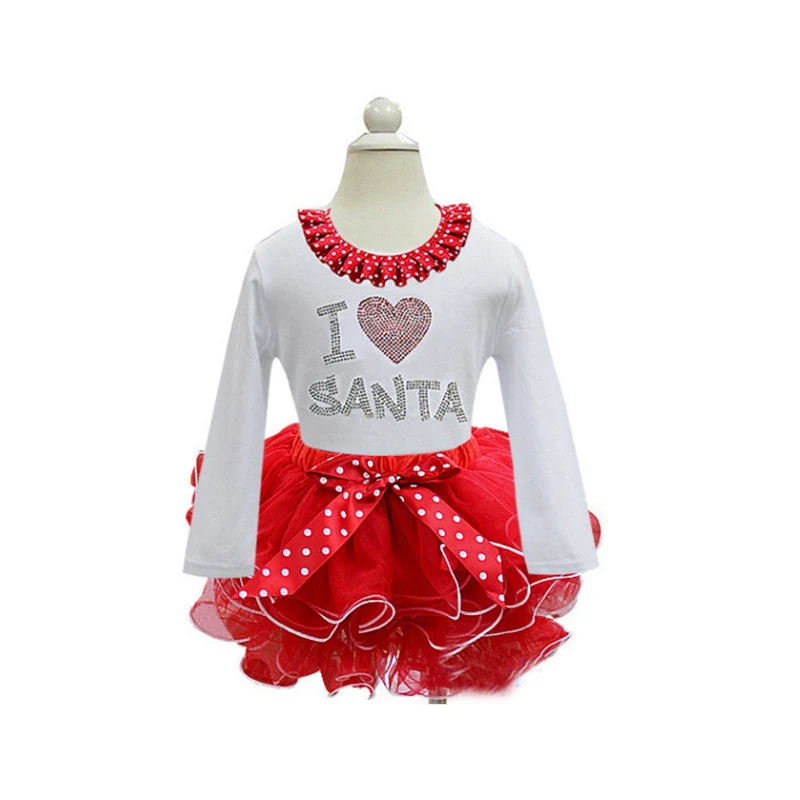 

Children Kids Girl Dress Long Sleeve Round Neck Bow Tie Cute Fashion For Christmas Party AN88