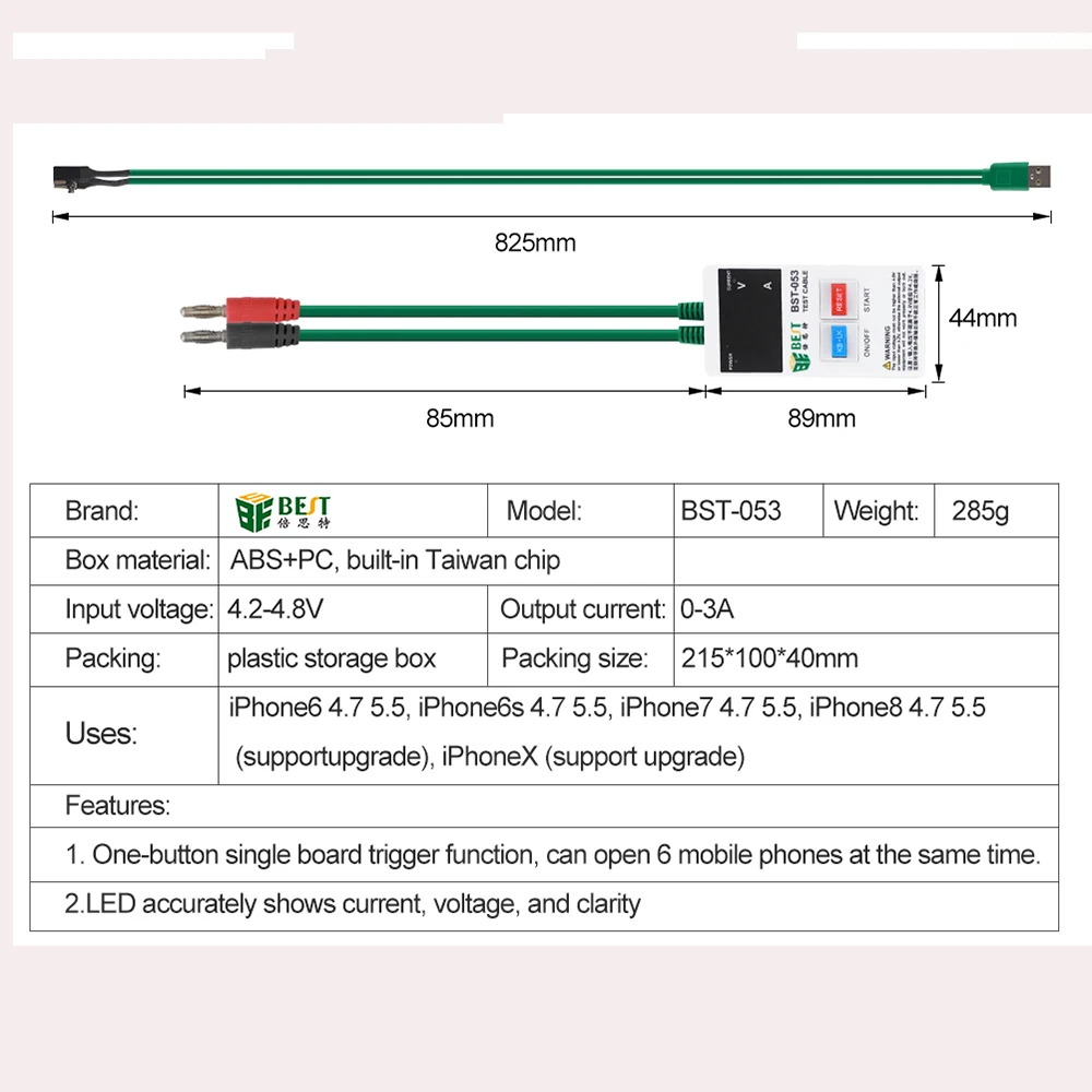 BST-053 for Apple Boot Power Cord Startup Line Phone Test Cable with Display iPhone X / 8 Plus |