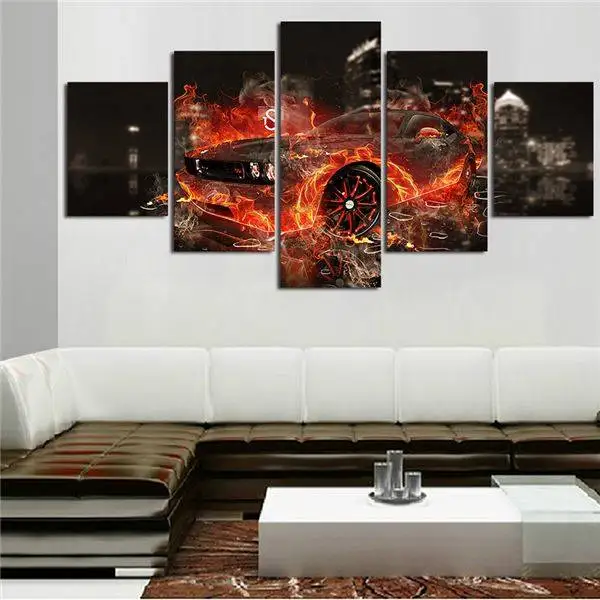 5 шт. крутой автомобиль Бесплатная доставка большой холст печать живопись для