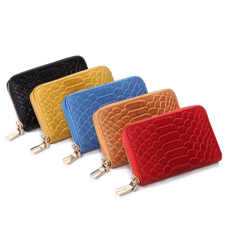 Женский кошелек из натуральной кожи со змеиной текстурой|brand card case|card casedesigner case |
