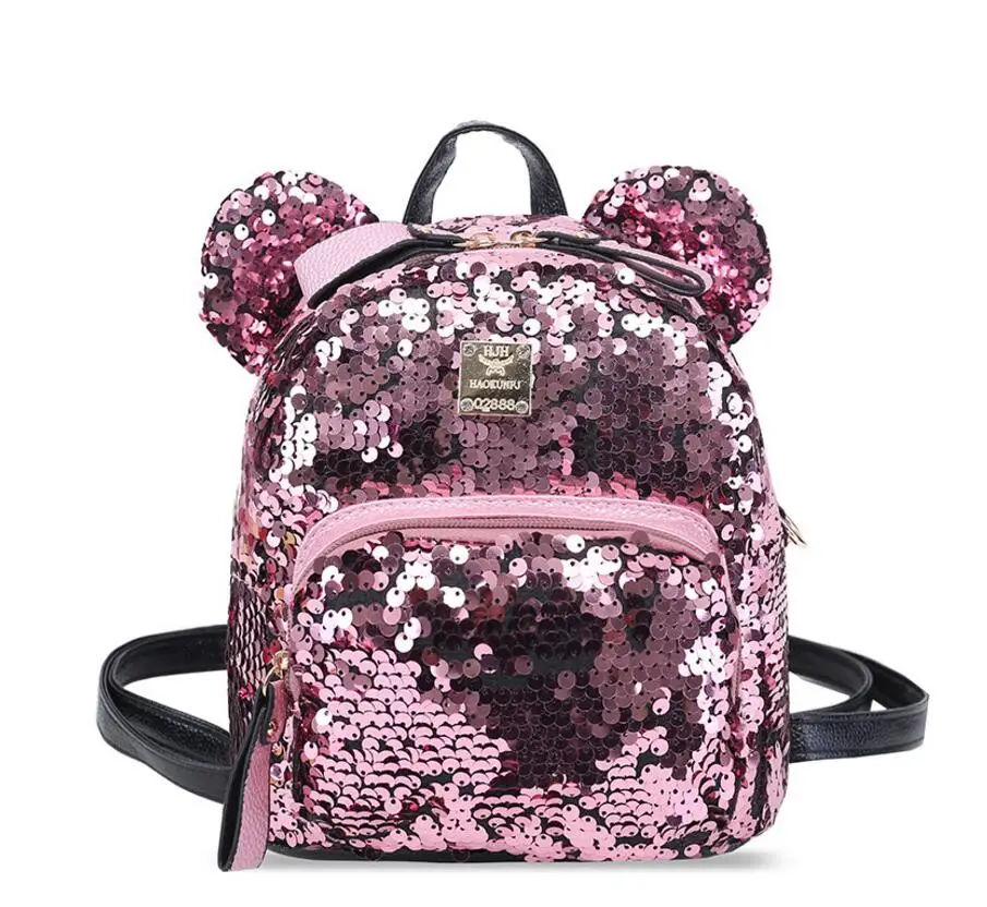 Shinning Bling Sequins Cute Big Rabbit Ears Backpack for Teenager Girls mochila Shoulder bag Women Mini Travel cute Bag escolar | Багаж и