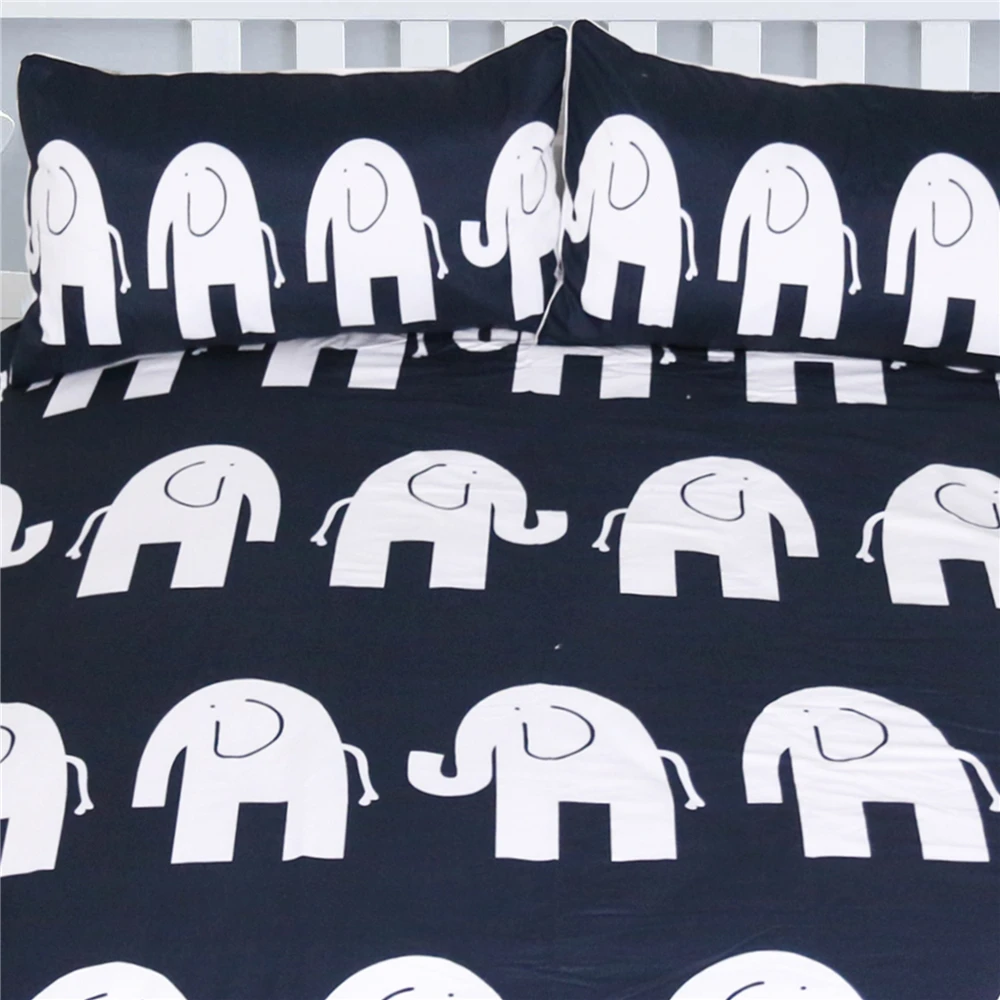 Мода мультфильм слон duvet Сover комплект синий покрывало мягкой микрофибры